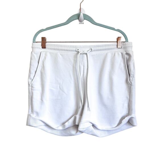 Reiss Cotton Lounge Beach Women Sweat Shorts Large White Pull On Casual Comfort - Picture 1 of 8